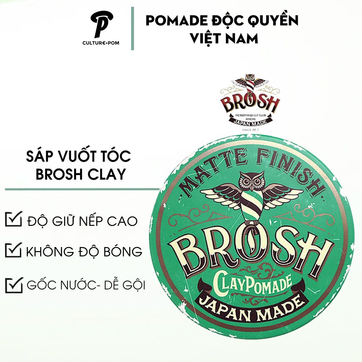 BROSH CHÍNH HÃNG ⎮ SÁP VUỐT TÓC BROSH Clay