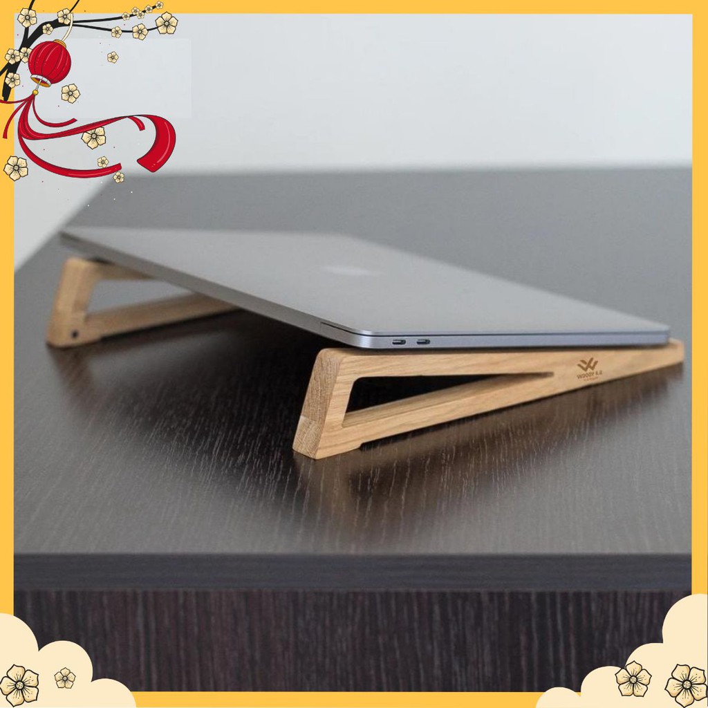 Kệ gỗ cho macbook, laptop đơn giản, tinh tế, đế tản nhiệt thông minh