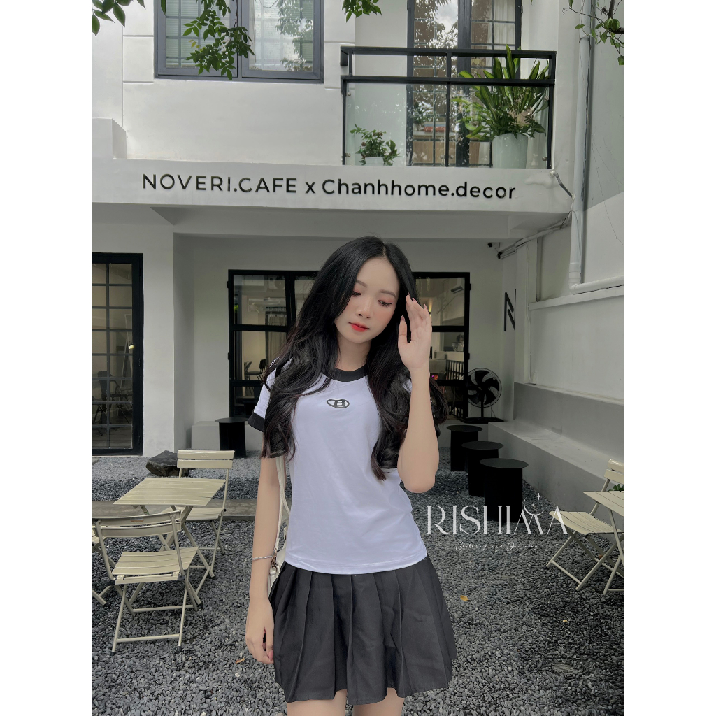 Áo thun baby tee form fit chữ b. chất cotton co giãn