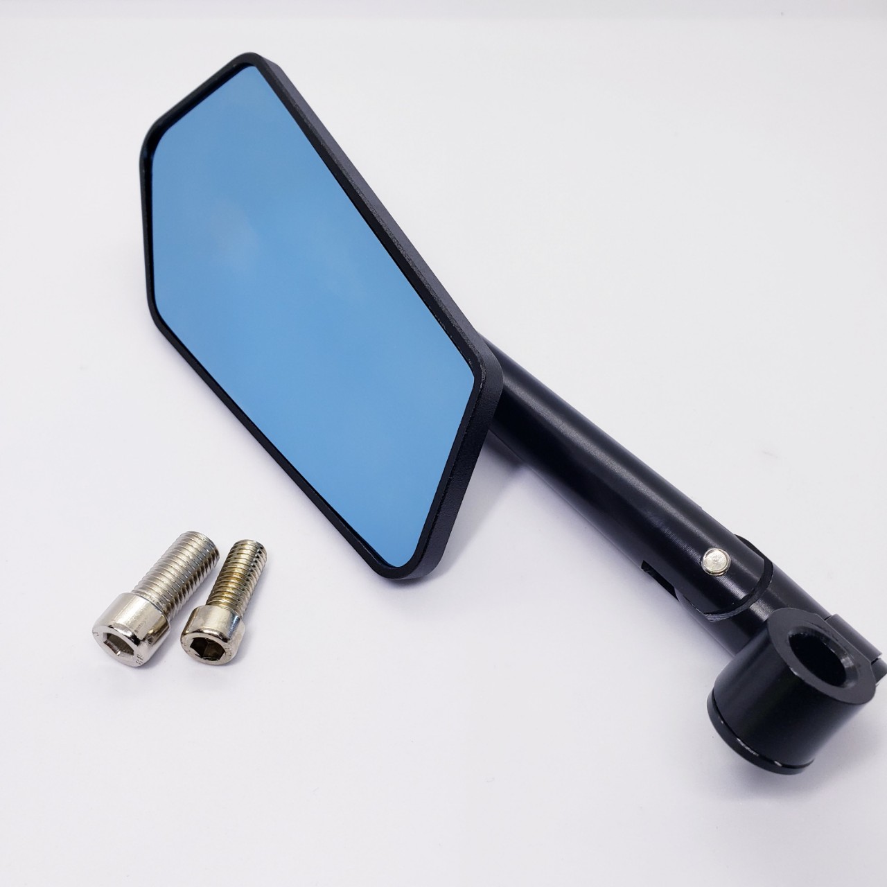 gương kính chiếu hậu xe máy rizoma 5 cạnh xéo gắn bên trái, mẫu nhôm nguyên khối CNC cao cấp, màu đen, KING OF RACING