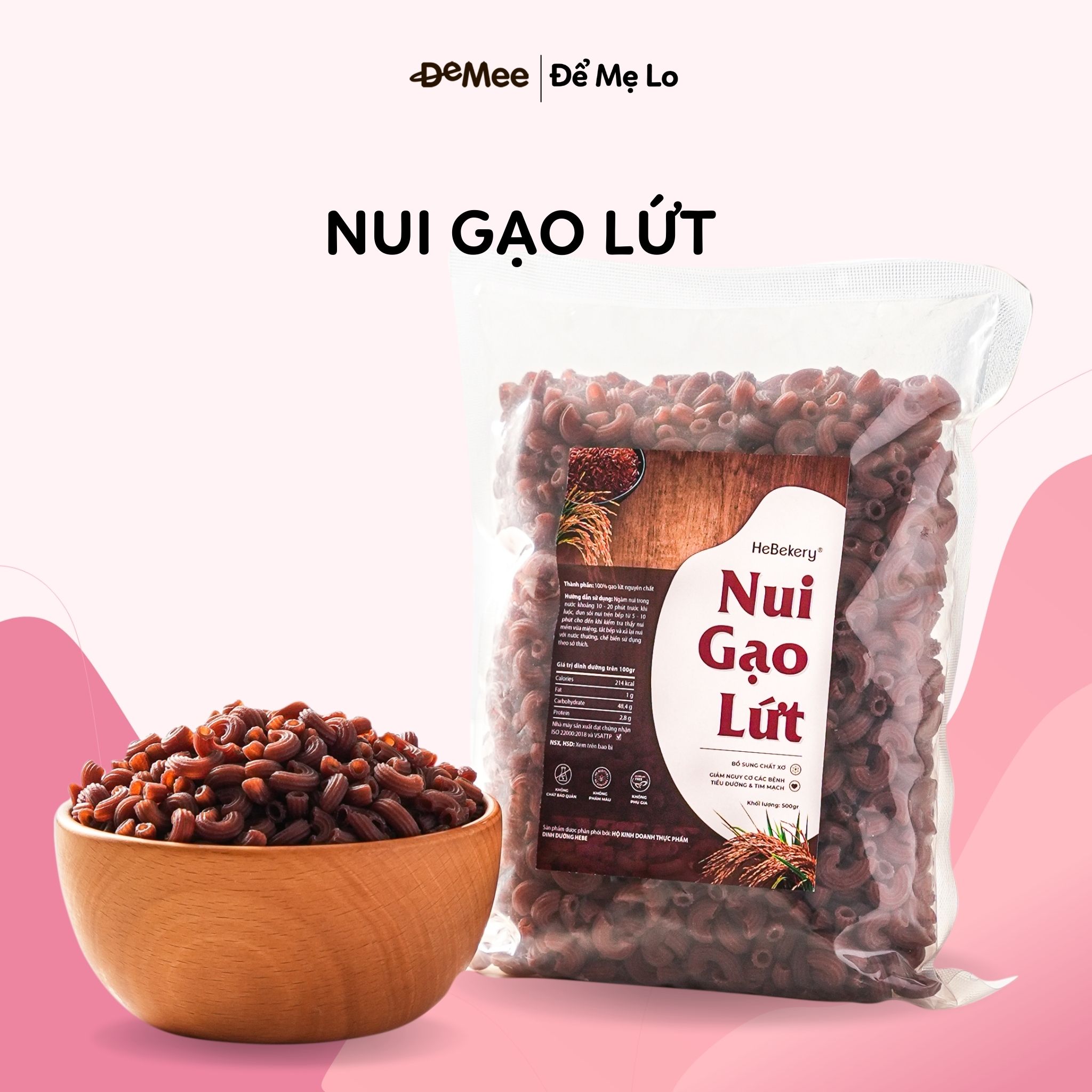 Nui Gạo Lứt Hebekery - Dinh Dưỡng Chuẩn Eatclean - Healthy Cho Mẹ Và Bé by Demee