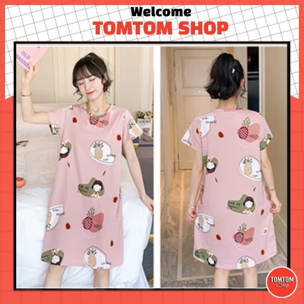 【sẵn sàng】 Váy ngủ cotton dáng suông cộc tay mềm mịn thoáng mát dễ thương VN-02 ( CÔ BÉ DỨA )