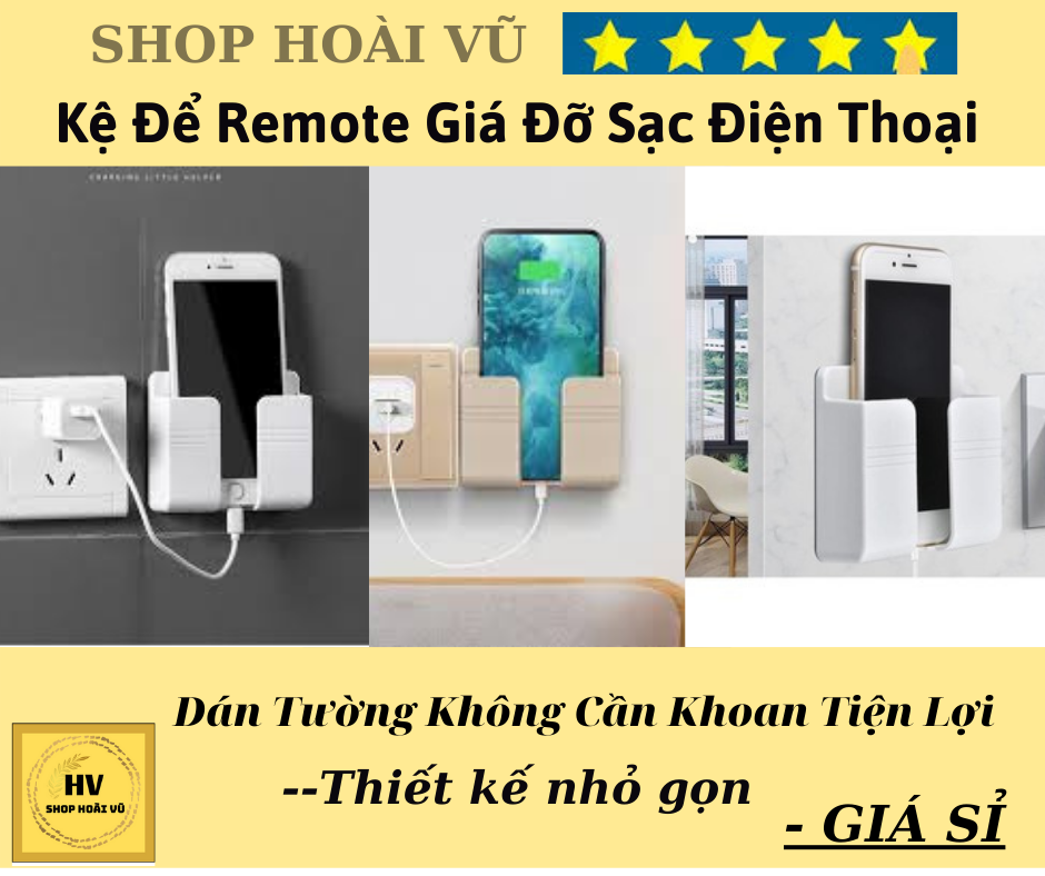 [HCM]COMBO 5 Kệ Dán Tường Để Remote Đồ Dùng/ Giá Đỡ Sạc Điện Thoại Dán Tường Không Cần Khoan Tiện Lợi / GIÁ ĐT