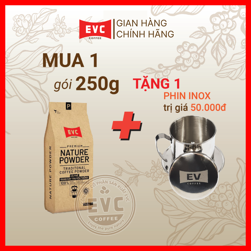 Cà phê rang xay Honey - EVC Nature Powder - Arabica Cầu Đất & Robusta thuần chủng -100% Rang mộc, Nguyên chất