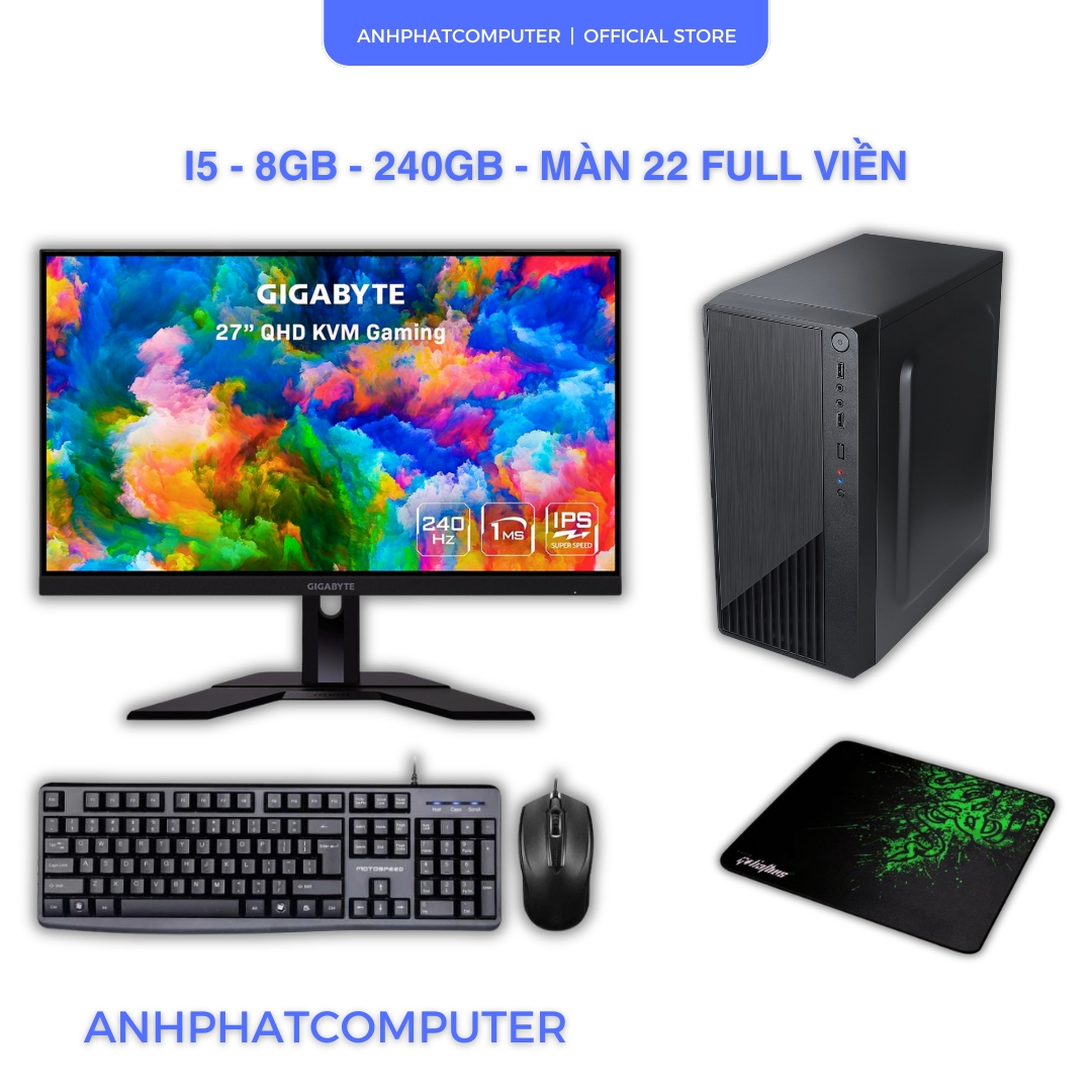 Bộ Máy Tính Để Bàn Core i5 RAM 8GB SSD 120GB Không Led Kèm Màn Hình 19 Inch 2ND 20 Inch 2ND 22 Inch 2ND 22 Inch Full Viền 24 Inch Full Viền