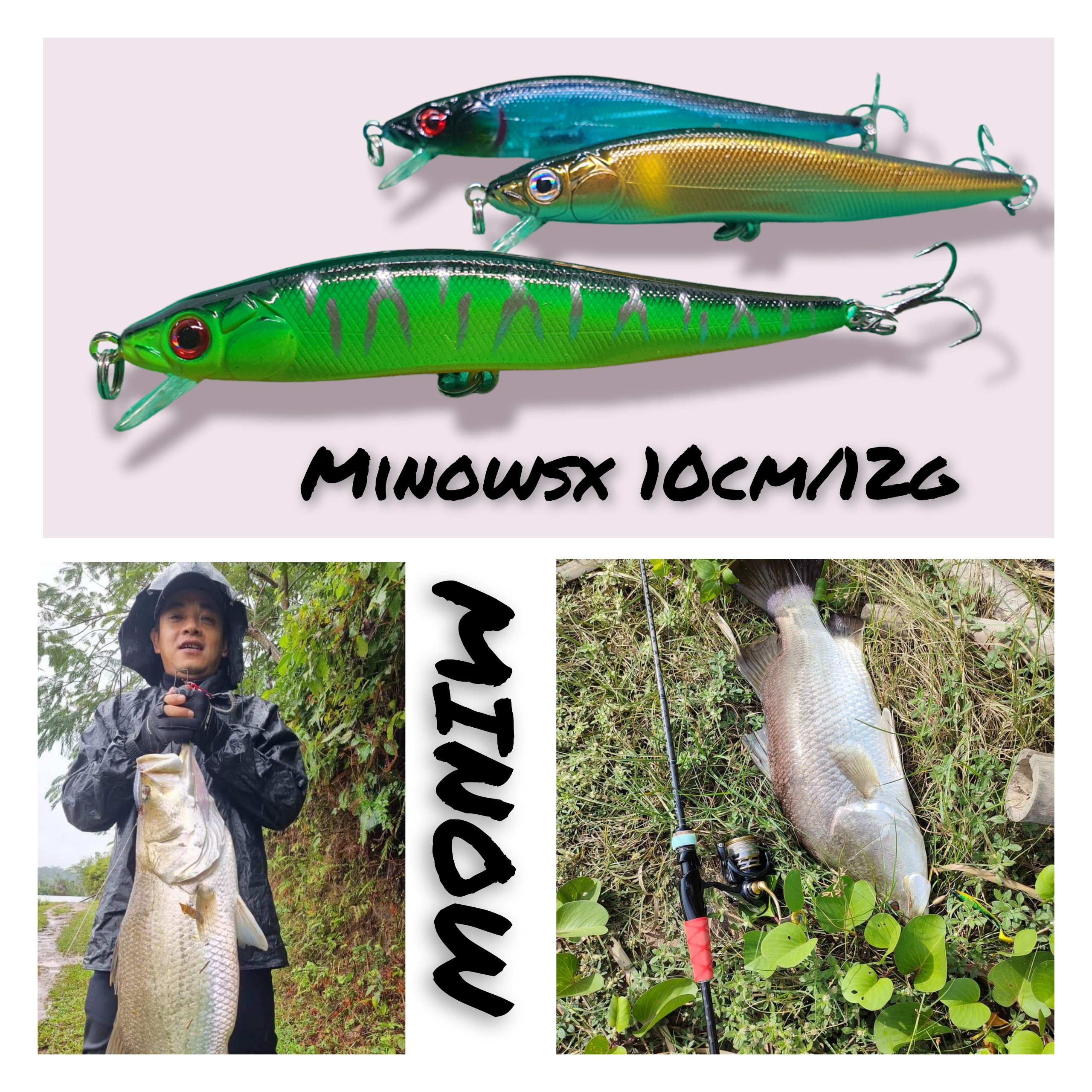 Mồi giả câu lure cá chẽm MinowSX, mồi lửng 10cm/12g