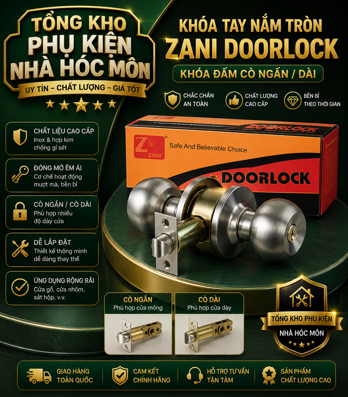 Khóa Tay Nắm Tròn, Khoá Tròn, Khoá đấm Cò Ngắn/Dài NPL Doorlock