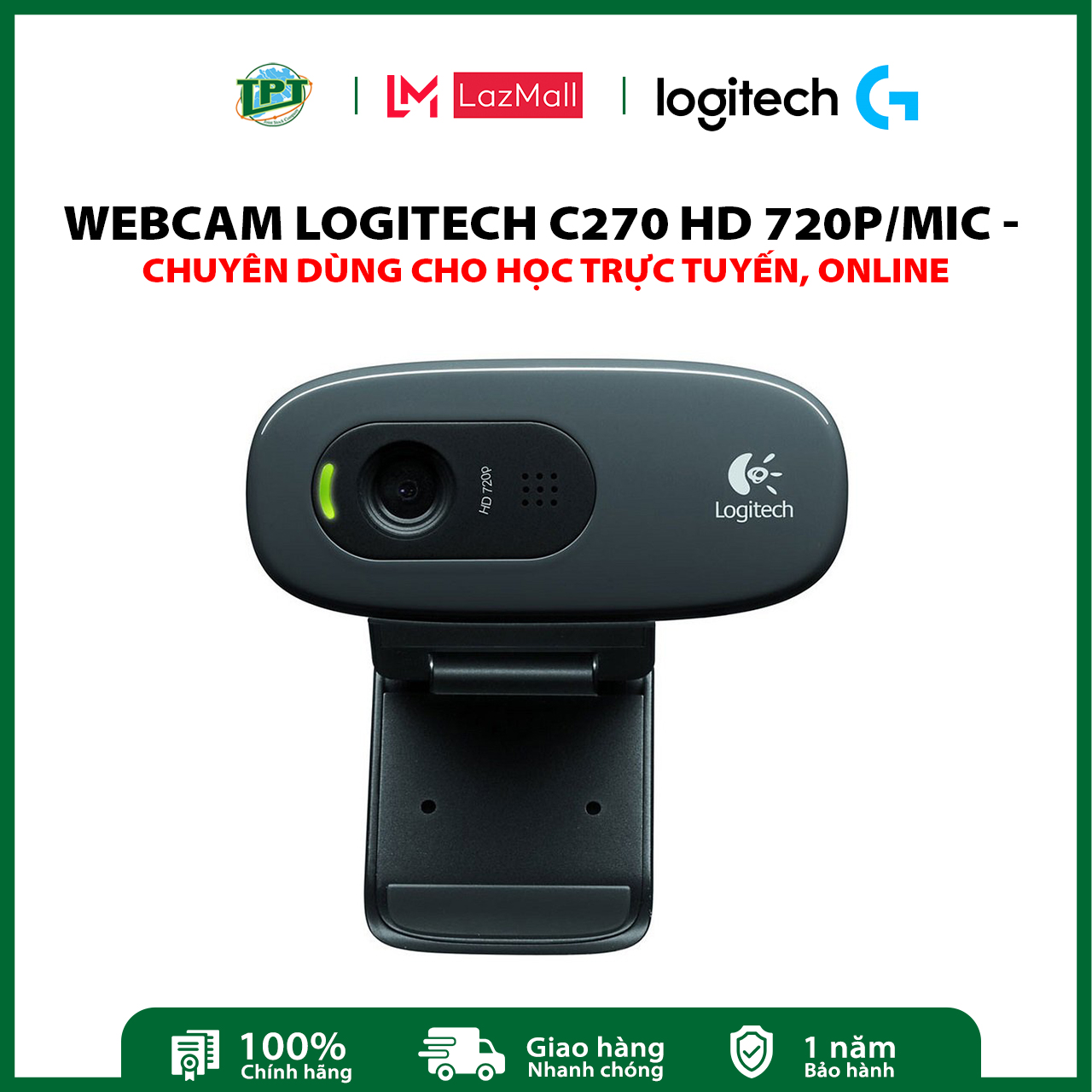 Webcam Logitech C270 HD 720P/mic - chuyên dùng cho học trực tuyến, online