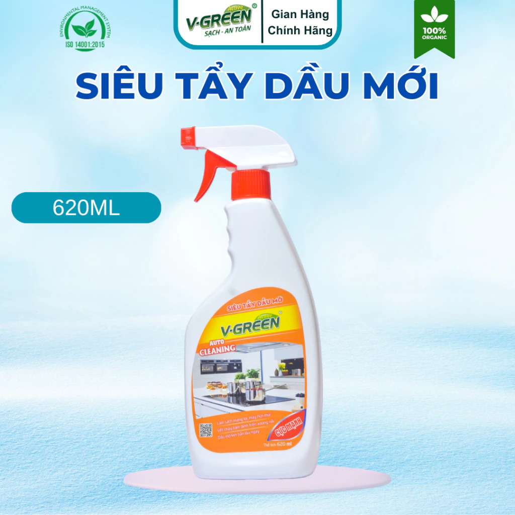 Tẩy dầu mỡ nhà bếp, hút mùi, bếp gas, bếp từ, đáy xoong, đáy chảo V-GREEN