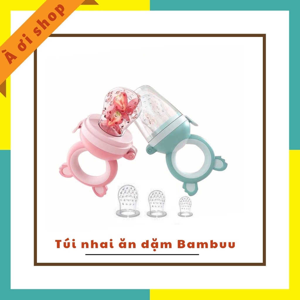 ஐ✼ túi nhai ăn dặm chống hóc có 3 núm nhai cho bé