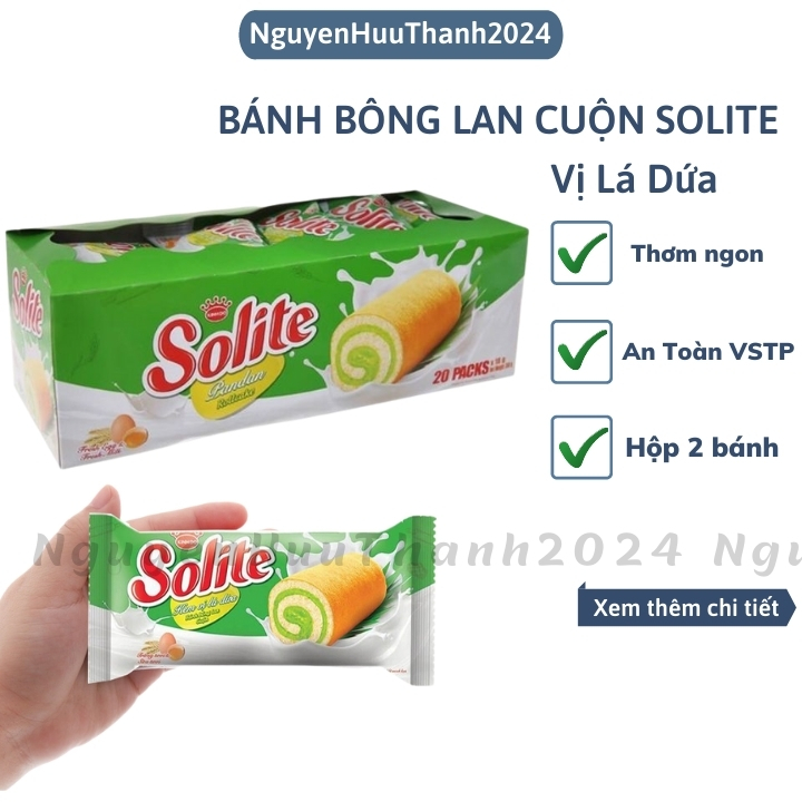 Hộp 20 bánh bông lan cuộn solite vị lá dứa 360g