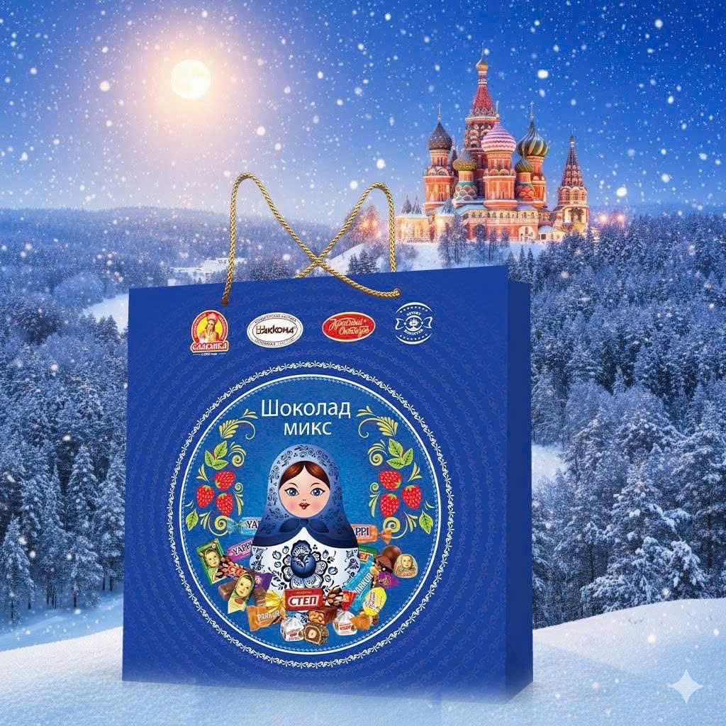 Hộp Thiếc socola mix Matryoshka Nga (kèm túi đựng)