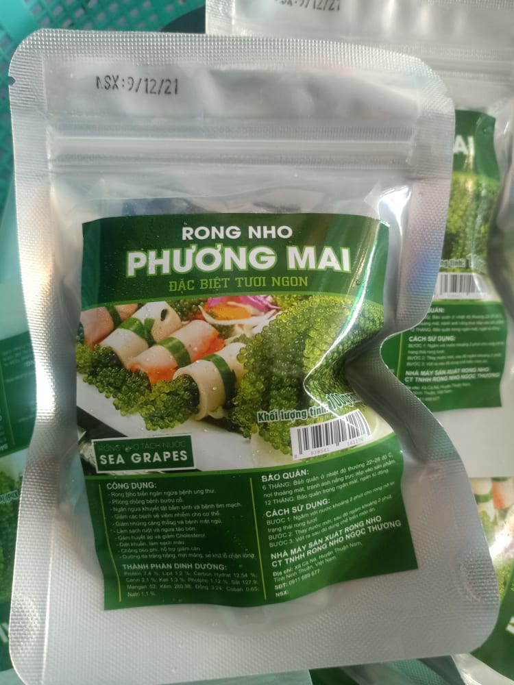 250 gam rong nho tách nước phương mai = 5 gói 50 gam