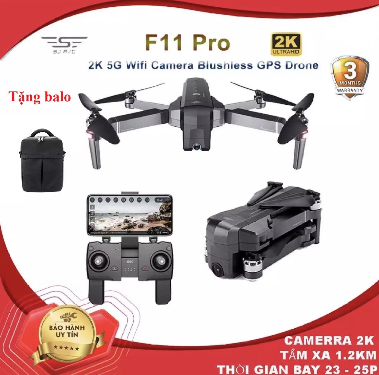Flycam SJRC F11 PRO bản nâng cấp của SJRC F11 - Camera 2K - Bay 25 Phút - 2 GPS - Khoảng cách điều khiển 1.2KM - Động cơ không chổi than