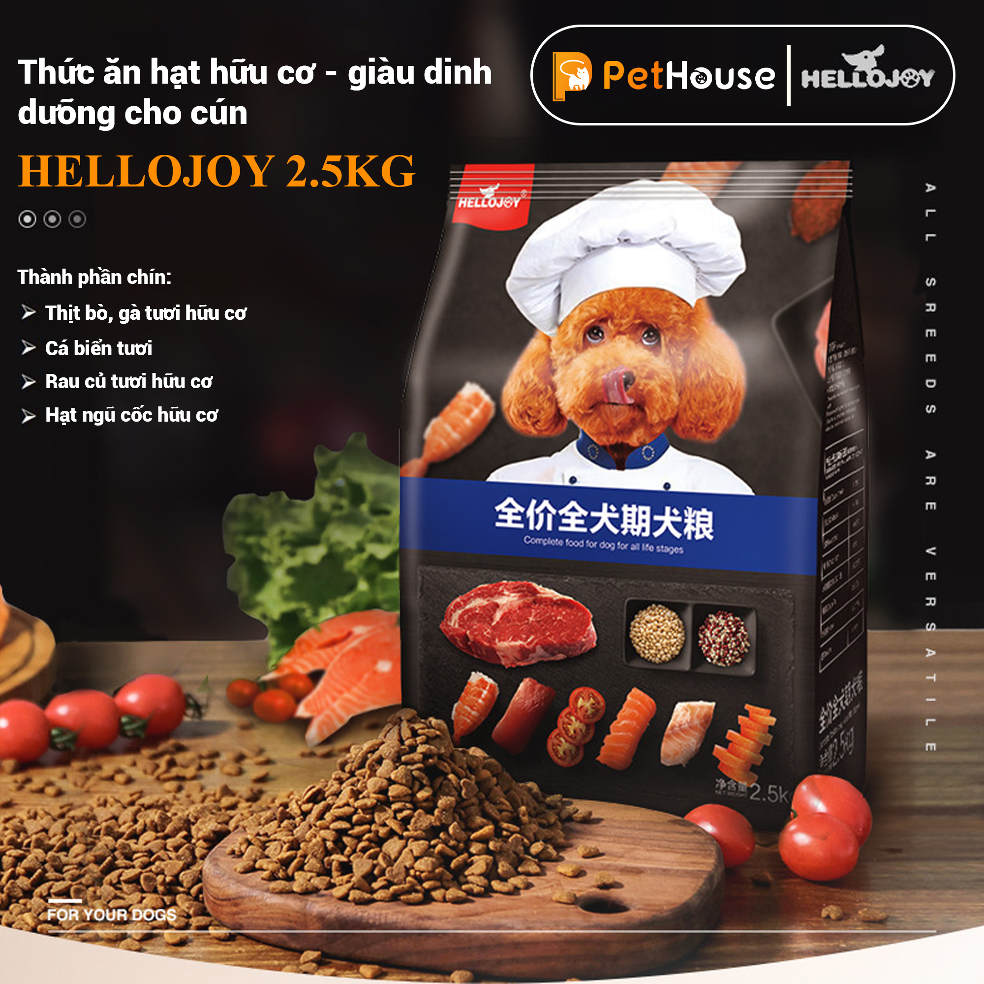 Hạt đồ ăn cho chó Hello Joy đặc biệt dành cho chó kén ăn