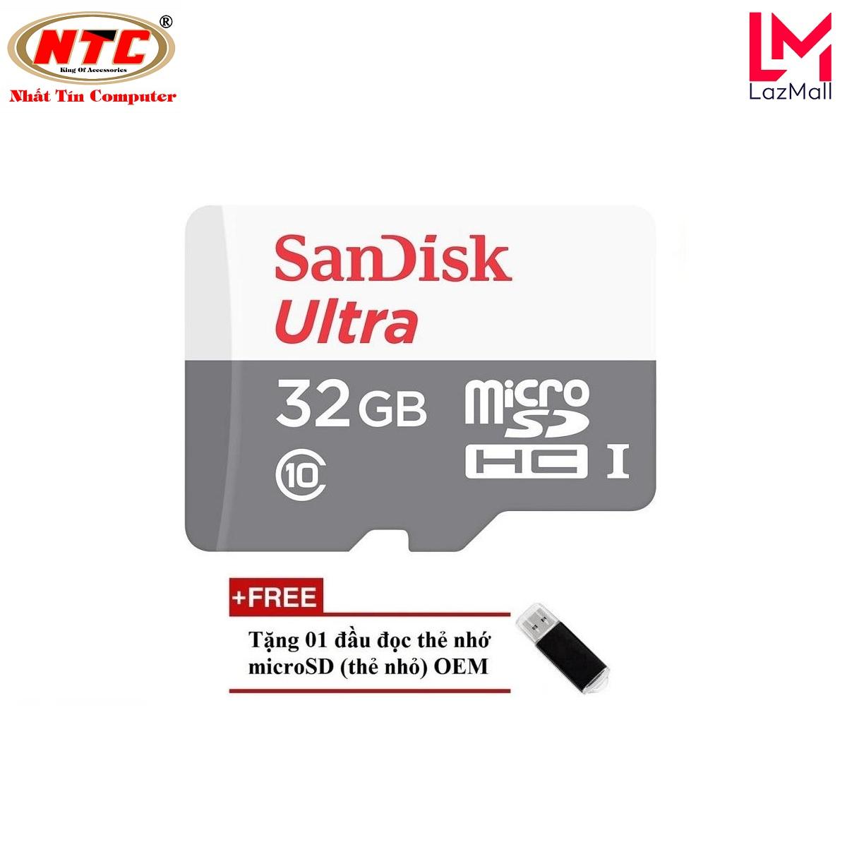Thẻ nhớ MicroSDHC SanDisk Ultra 533X 32GB 80MB/s - new Version (Bạc) + Tặng đầu đọc thẻ MicroSDHC - Nhat Tin Authorised Store