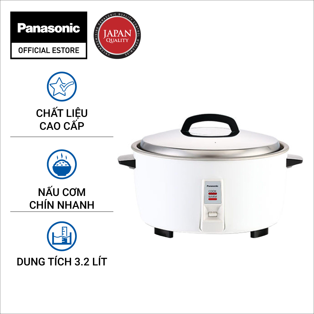 Nồi Cơm Điện Nắp Rời Panasonic SR-GA321LRA (Dung tích 3.2L) - Sản xuất tại Ấn Độ- Lòng nồi bằng nhôm -  Nắp nồi bằng thép không gỉ - Giữ ấm tốt - Bảo Hành Chính Hãng 12 tháng