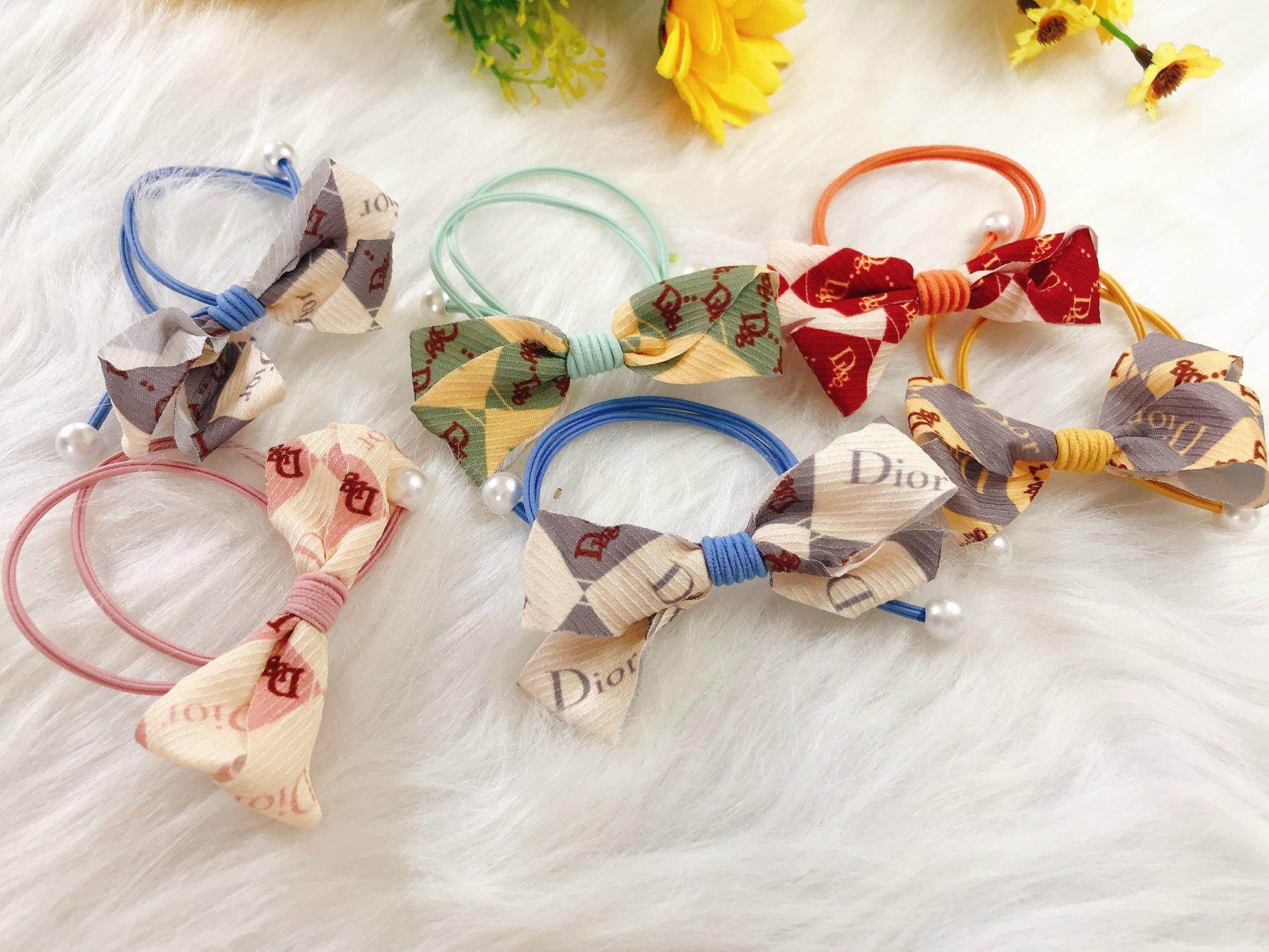 Set 2 cột tóc nơ có ngọc