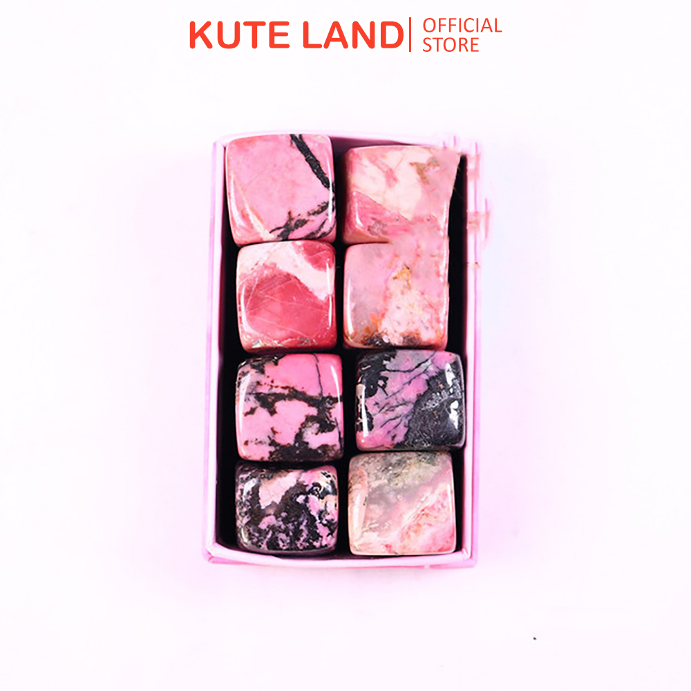 Hộp 8 Viên Đá Thanh Tẩy Rose Stone Hoa Hồng Loại To 2 Cm Năng Lượng Tích Cực