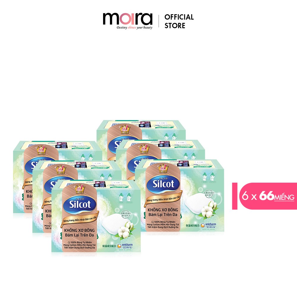 Bộ 6 Hộp bông trang điểm cao cấp Silcot Premium 66 miếng/hộp