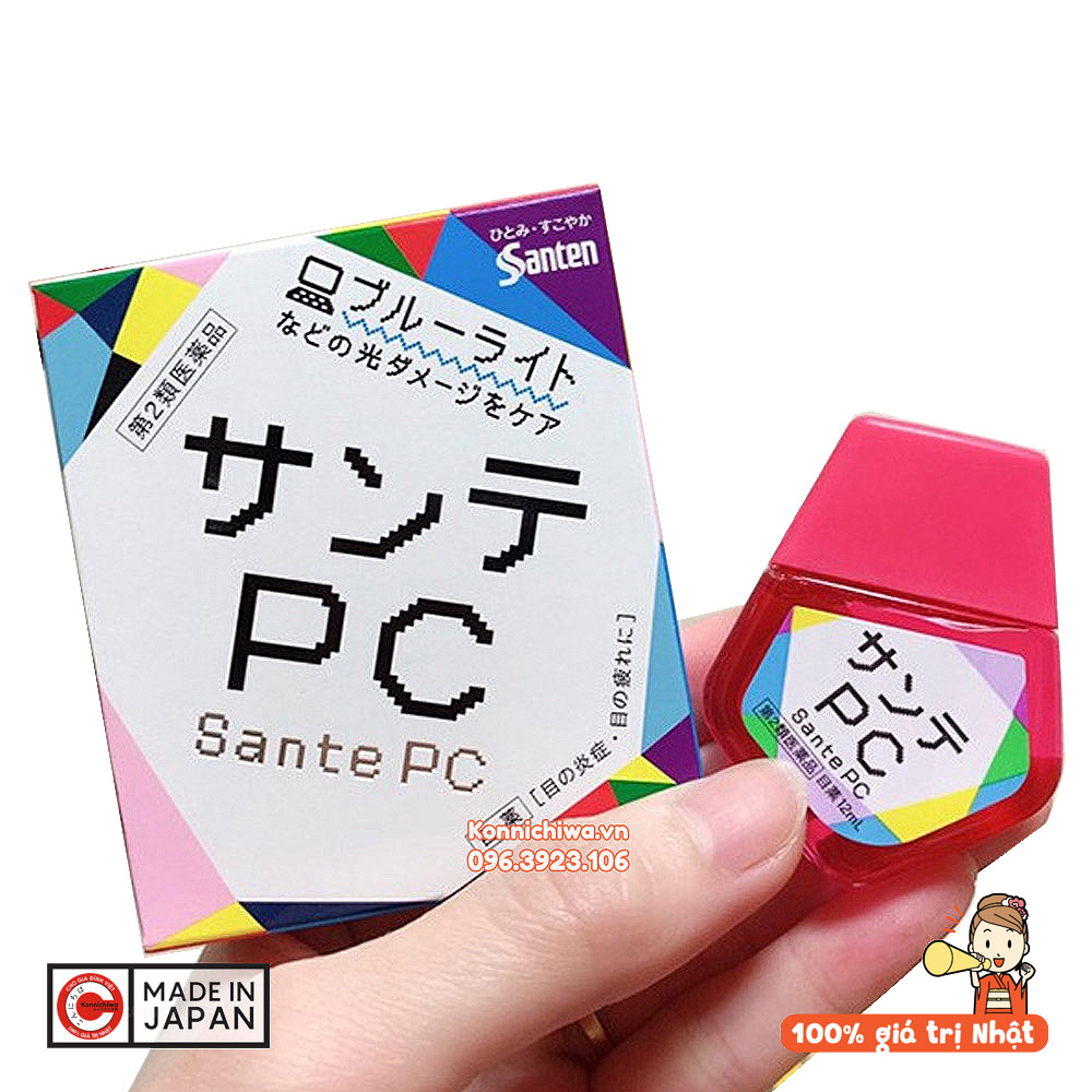Nước Nhỏ Mắt SANTE PC Cho Người Hay Dùng Máy Tính, Điện Thoại - Nhỏ Mắt Nhật Bản Chống Tia Bức Xạ, Ngăn Ánh Sáng Xanh Từ Màn Hình, Bảo Vệ Mắt Khi Học Online
