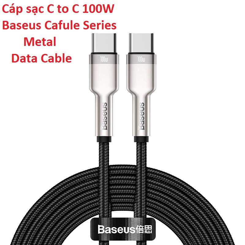 Cáp sạc c to c 100w baseus cafule series metal data cable