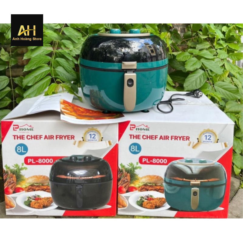 NỒI CHIÊN KHÔNG DẦU 8L PHome PL-800, NẮP KÍNH TRONG SUỐT, THIẾT KẾ SANG TRỌNG