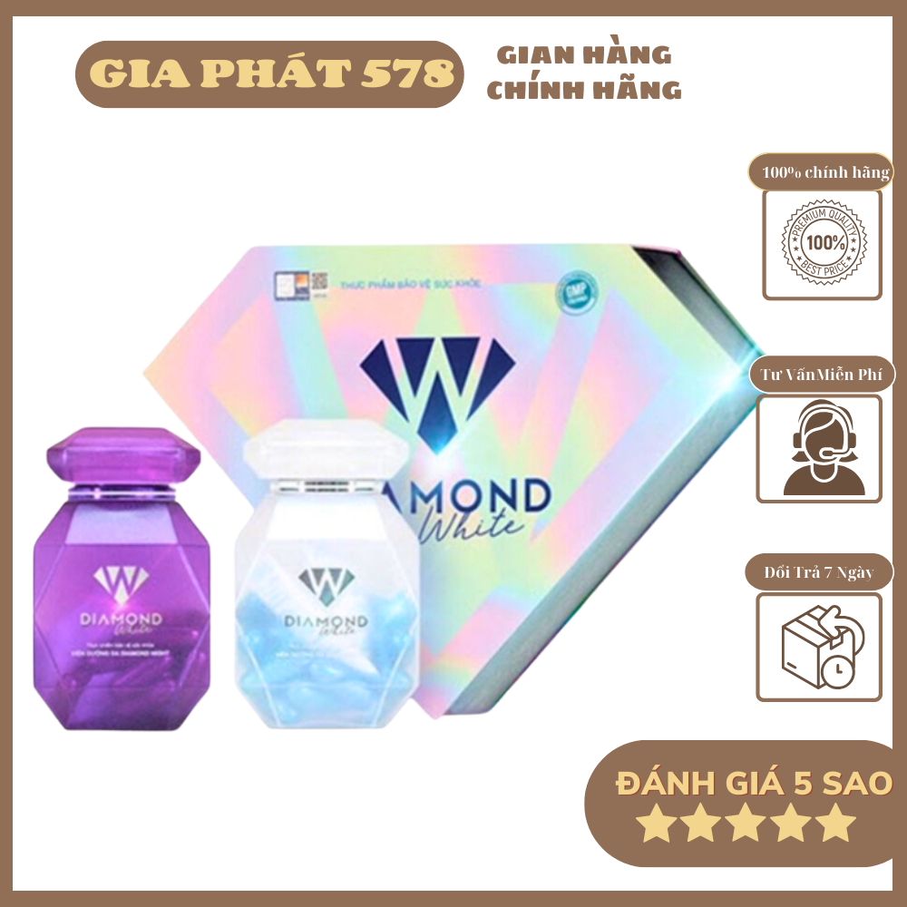 Viên uống trắng da Diamond White Ngày và đêm ( hộp 30 * 2 lọ viên)