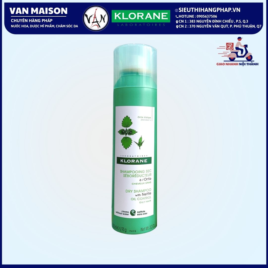 Dầu gội khô Klorane Dry Shampoo dành cho tóc dầu & bết 150ml