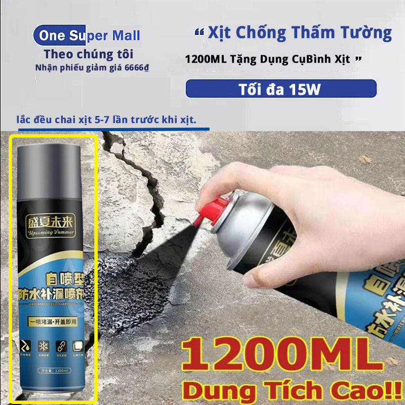 1200ML Tặng Dụng CụBình Xịt Chống Thấm, Xịt Chống Thấm Tường, Sơn Chống Thấm - Mái Nhà Tường Ngoài Đường Nối Đất