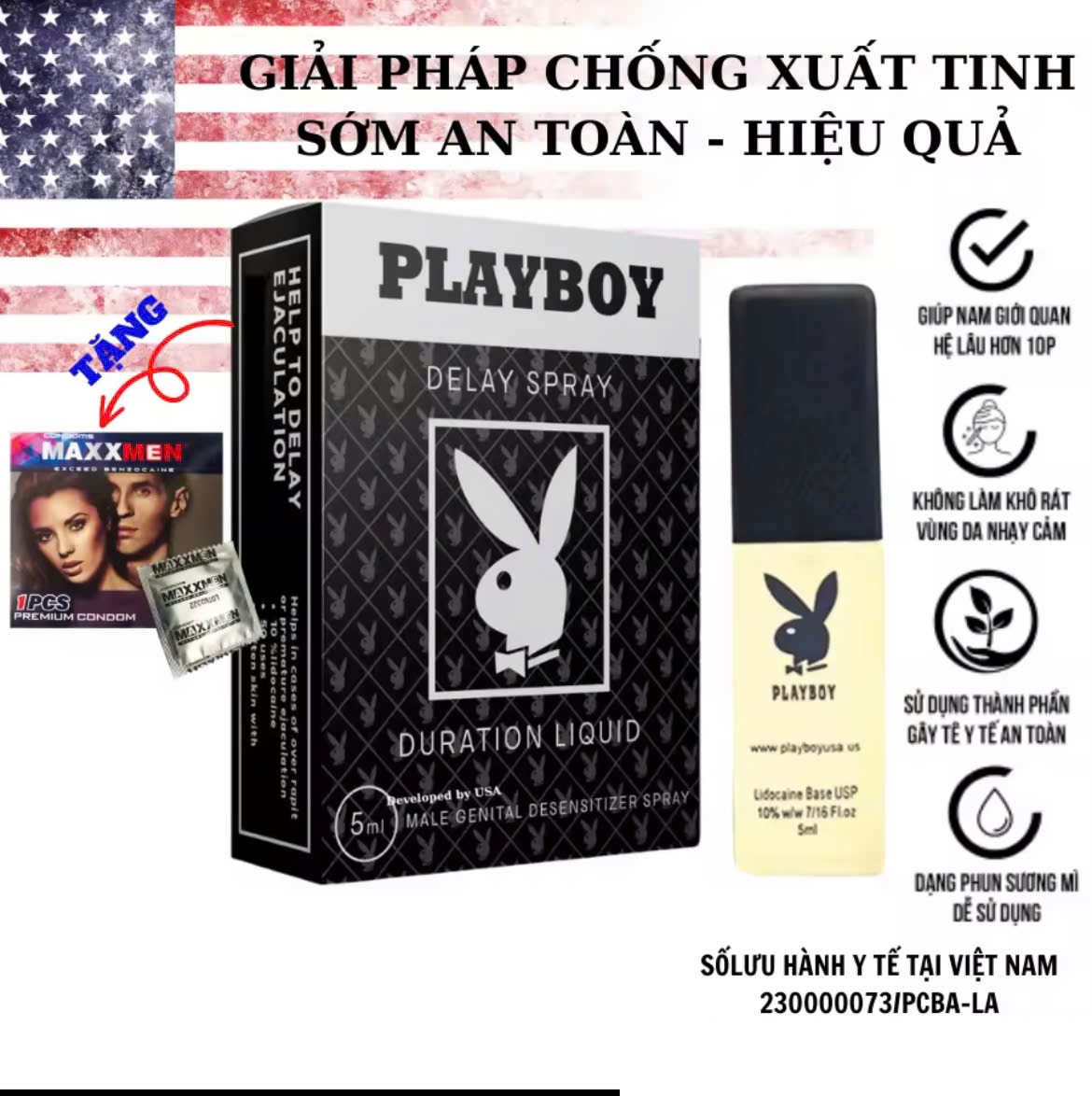 Chai xịt Playboy kéo dài thời gian - Chai 5ml ĐEN