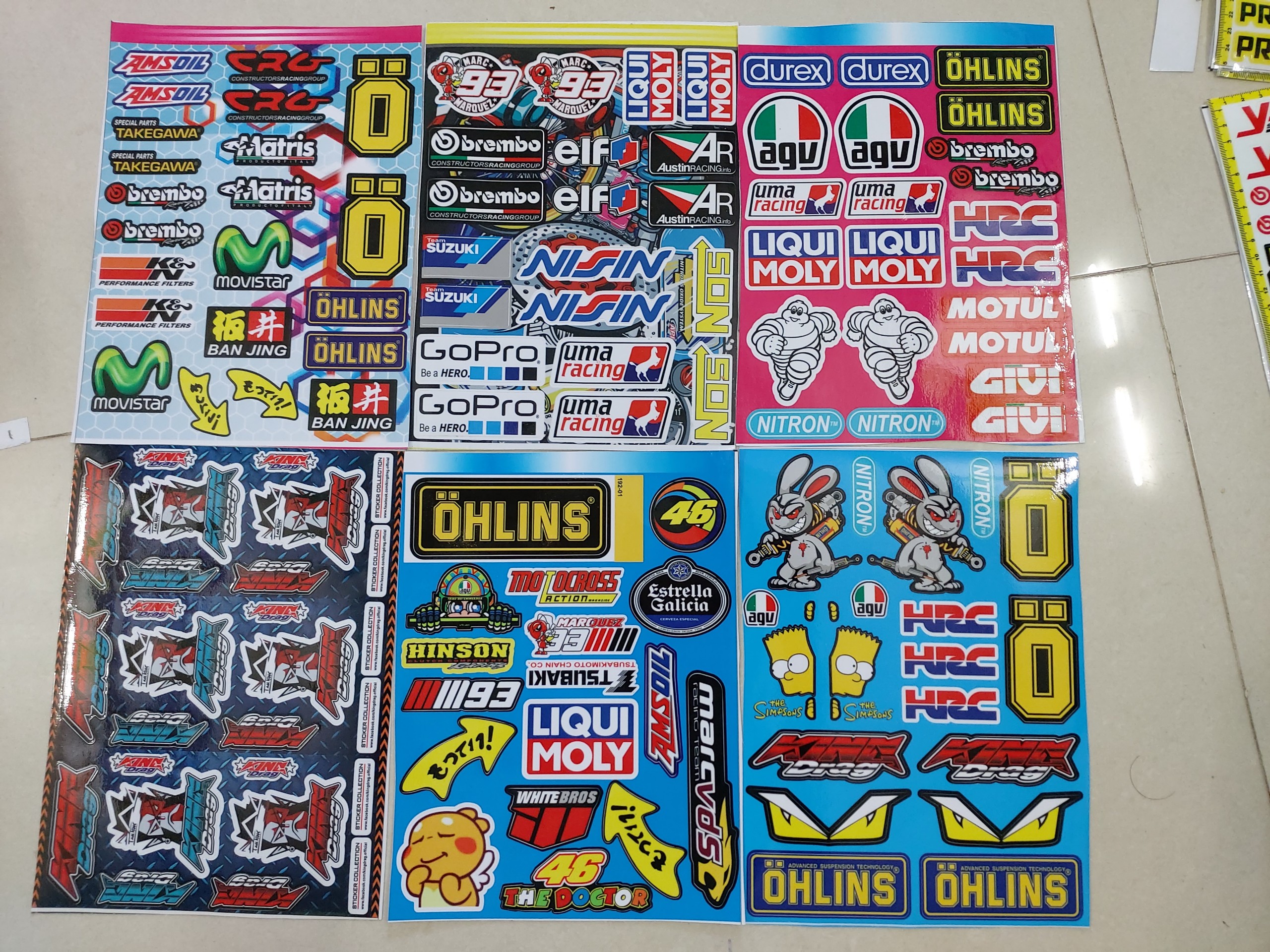 Combo 6 tấm sticker logo nhãn hiệu xe máy