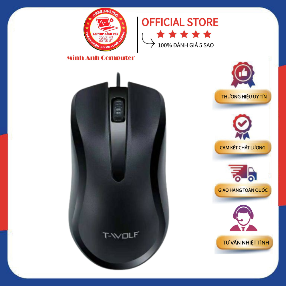 Chuột máy tính mouse t - wolf v12 văn phòng có dây cổng usb
