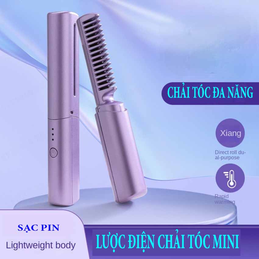 Lược điện chải tóc mini không dây Lược điện chải tóc làm thẳng tóc điều chỉnh nhiệt độ sử dụng chải thẳng tóc phù hợp mọi loại tóc. Lược Điện Chải Tóc Đa Năng- Máy Tạo Kiểu Tóc Chuyên Nghiệp