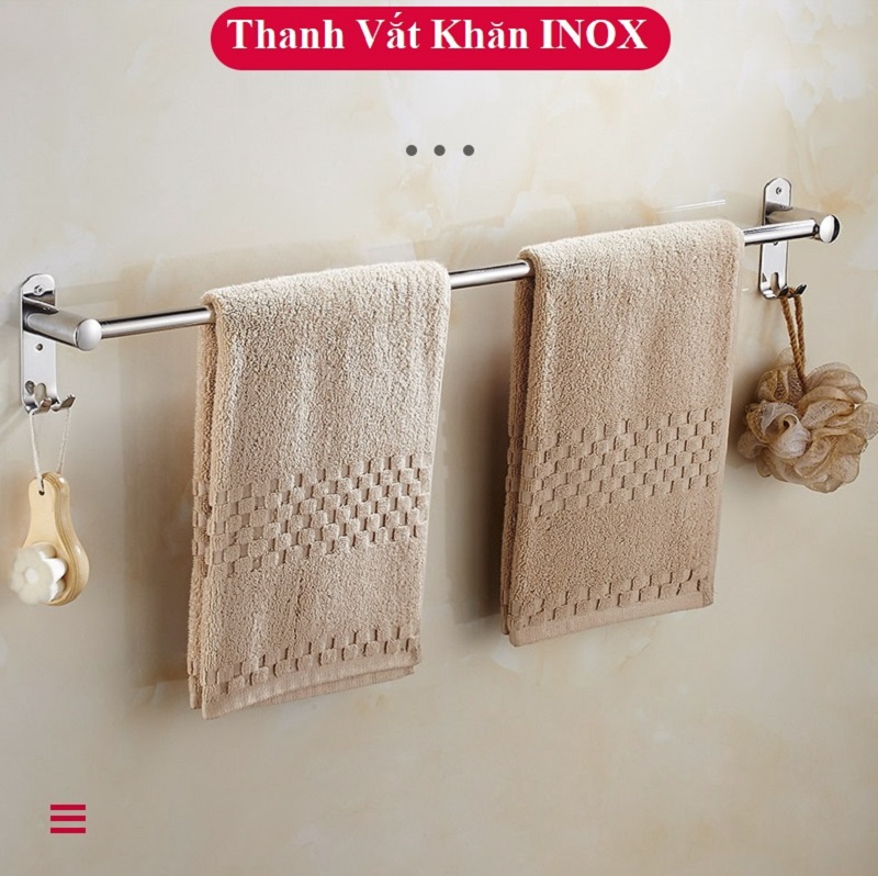 Thanh vắt khăn nhà tắm Inox 304 tặng kèm miếng dán tường bộ vít nở chịu tải lên đến 10kg - Bảo Hành 1 Đổi 1