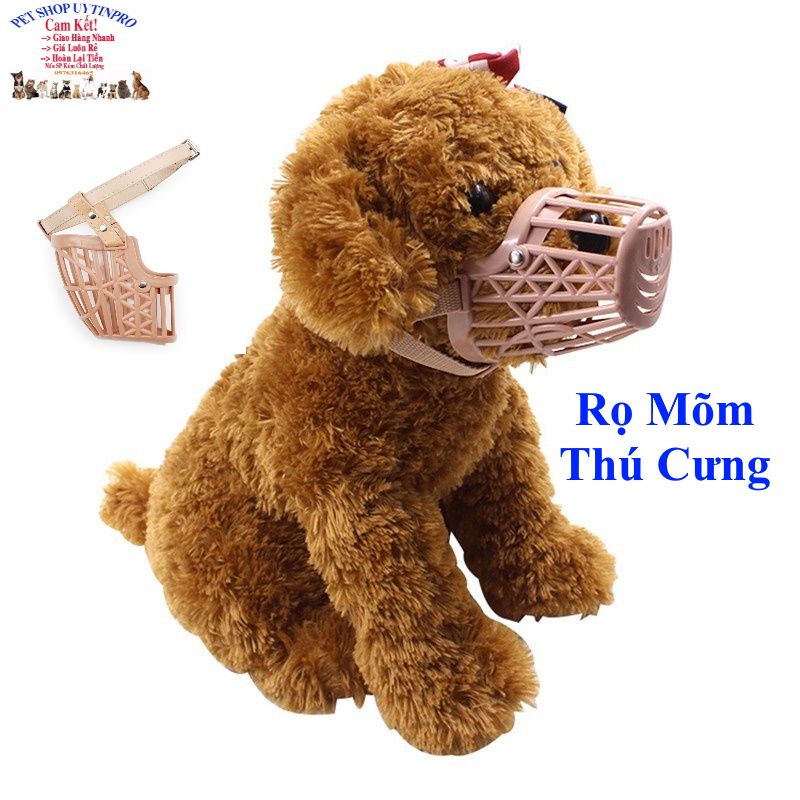 [Hoàn tiền 10%]  Rọ mõm cho Chó Chất liệu nhựa An toàn Kèm dây da Giúp thú cưng Không Cắn phá Không Sủa theo ý muốn Không ăn vật lạ - Pet shop Uytinpro