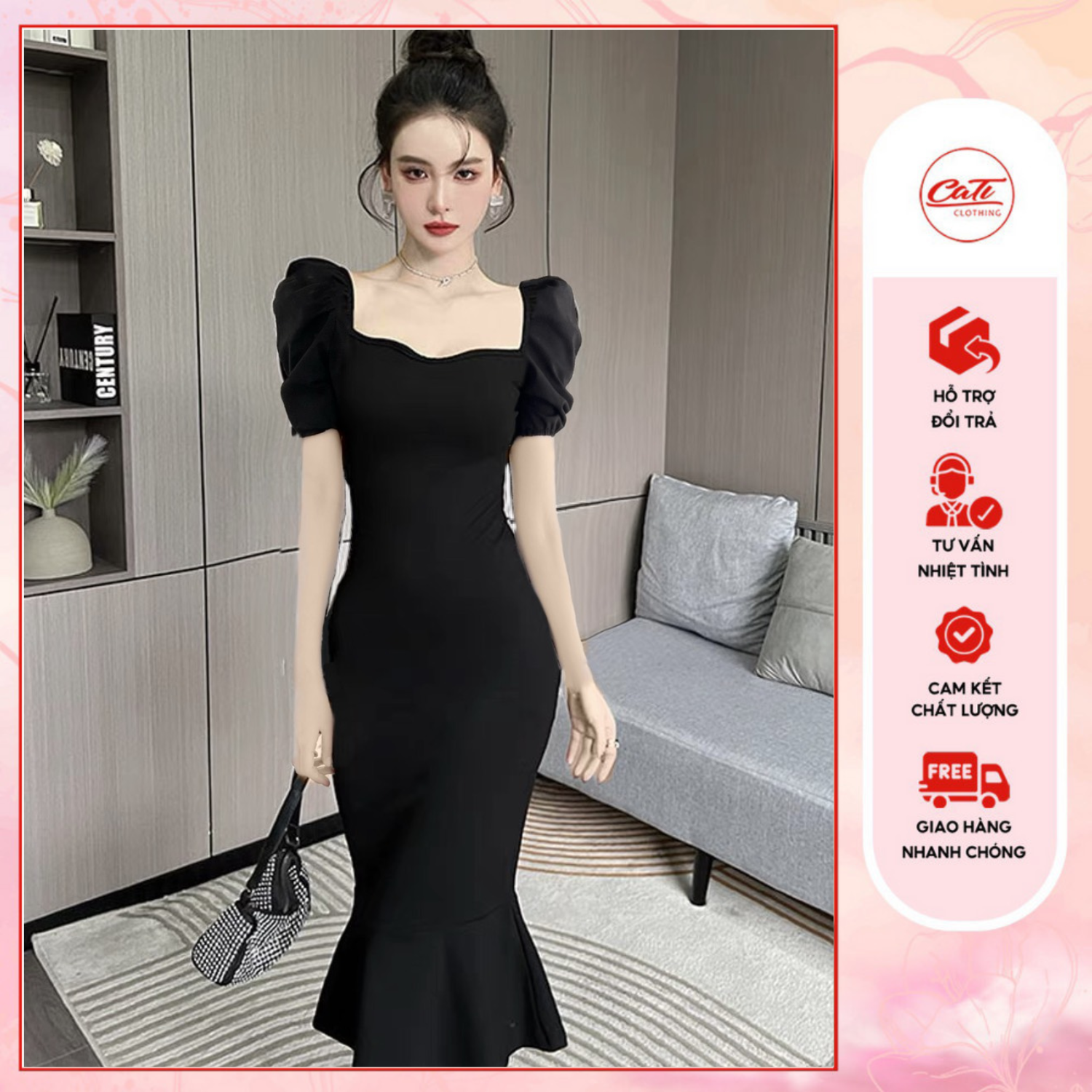 CATI Đầm body đuôi cá dự tiệc tay ngắn/tay dài