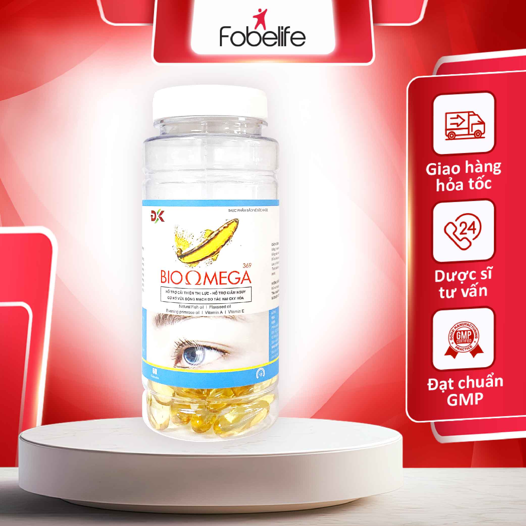 Viên dầu cá bio omega 3-6-9 cải thiện thị lực, sáng mắt, bổ não - hủ 60 viên