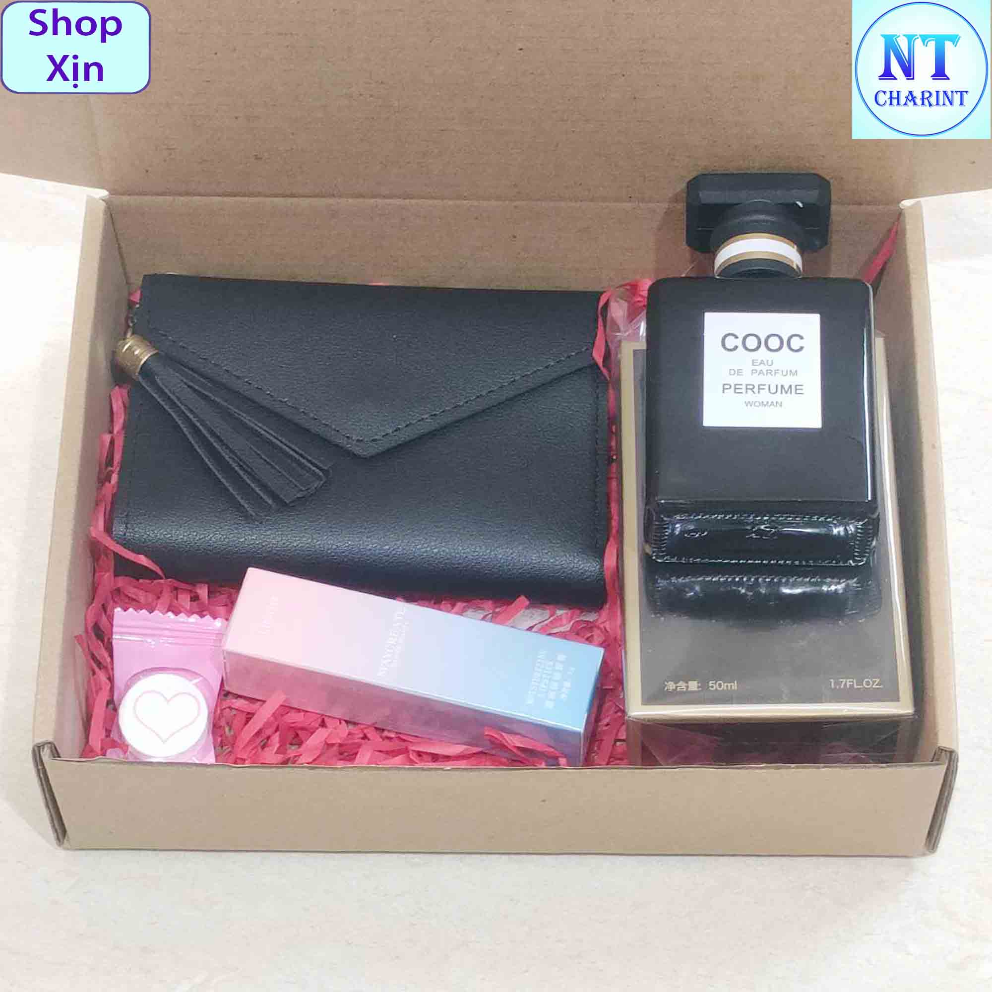 Women clutch handbag mini fresh fragrance French perfume purse with small bouquets and practical compressed towel birthday holiday gifts set - 3