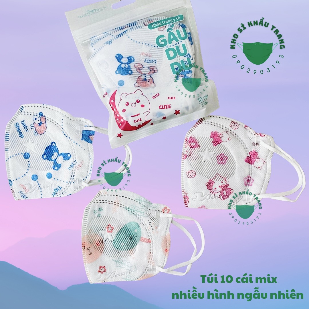 Khẩu trang Gấu DUDU Famapro túi 10 cái mix hình