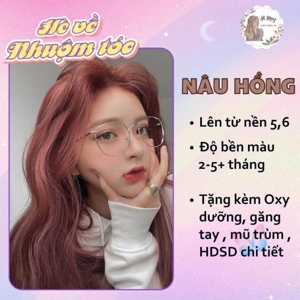 Thuốc Nhuộm Tóc Nâu Hồng Không Cần Tẩy
