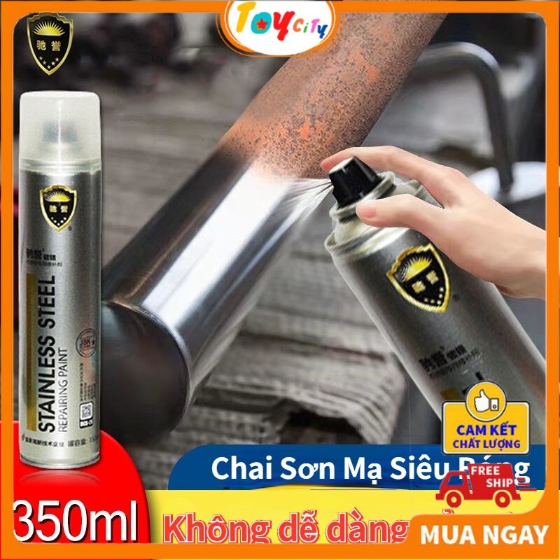 Sơn Bạc Mạ Crom Sơn Xịt Mạ Chrome Sáng Bóng 350ml Chai Sơn Mạ Siêu BóngSơn xe TOYCITY