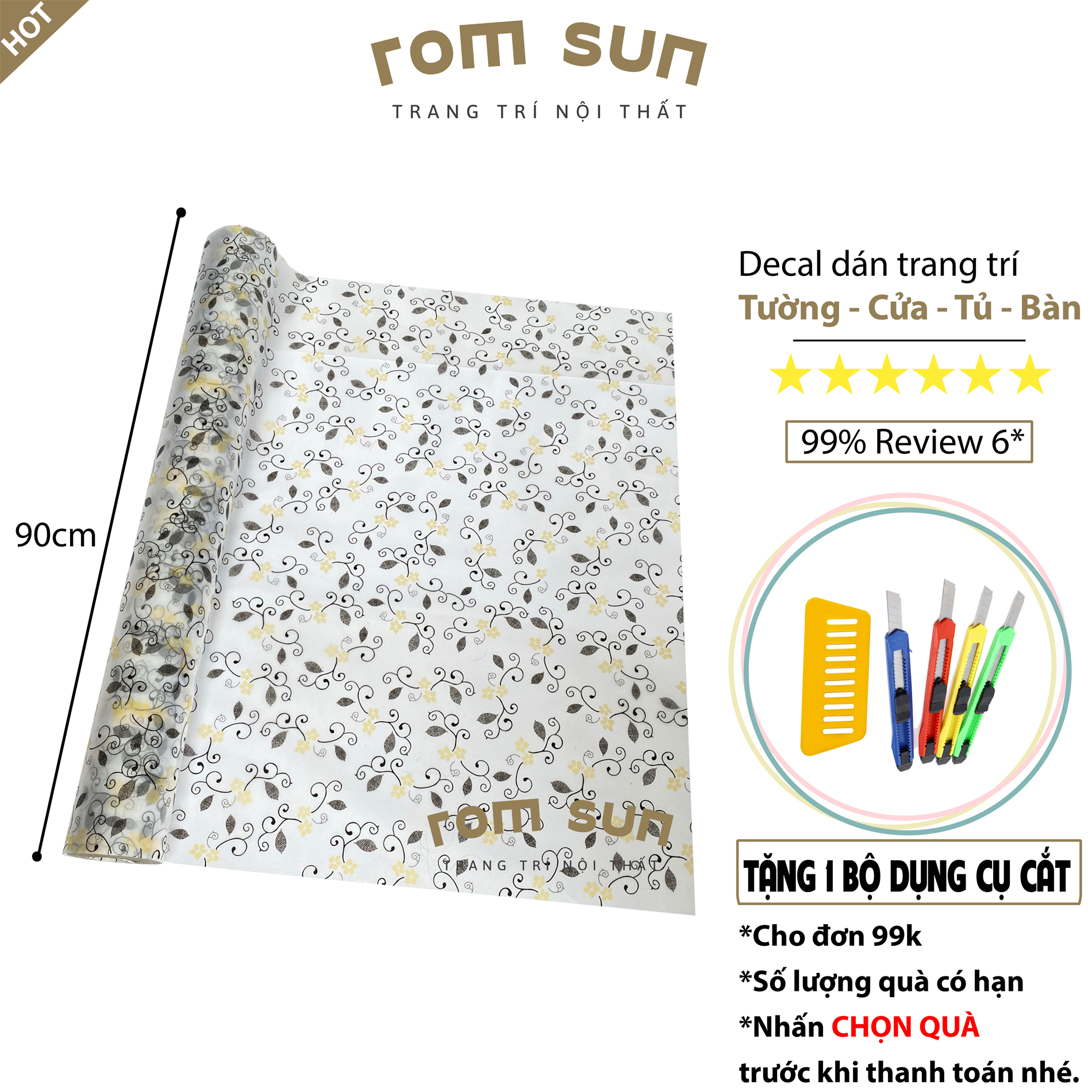 Decal dán kính mờ cửa phòng khách,phòng ngủ ,văn phòng- Giấy dán kính mờ phòng tắm hoa vàng đen E9550