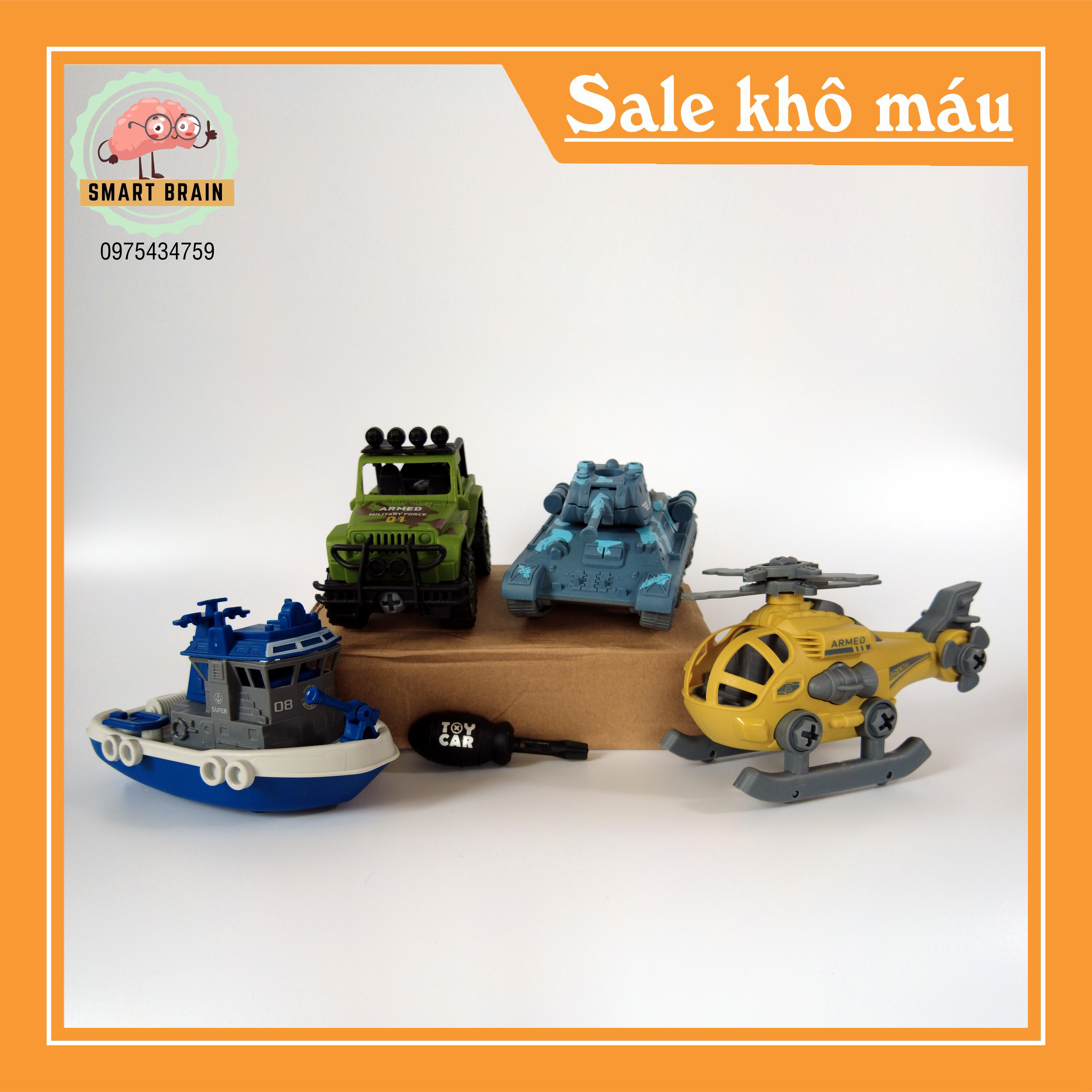 Bộ xe quân sự lắp ráp vặn vít DIY Smart Brain Toys hàng có sẵn