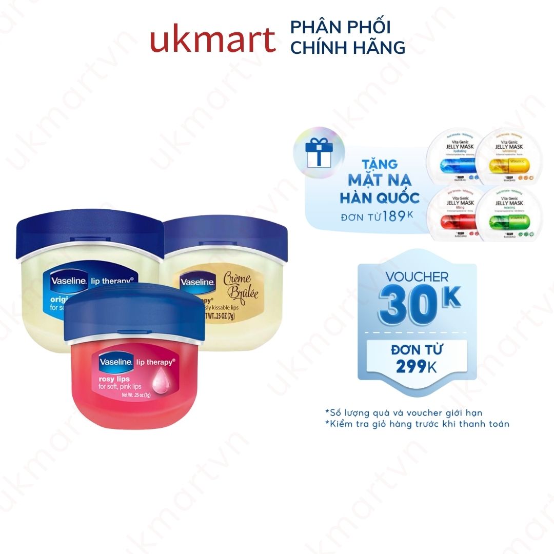 Sáp Dưỡng Môi  Vaseline Lip Therapy Cấp Ẩm Mềm Mịn Chống Khô Và Nứt Nẻ 7g