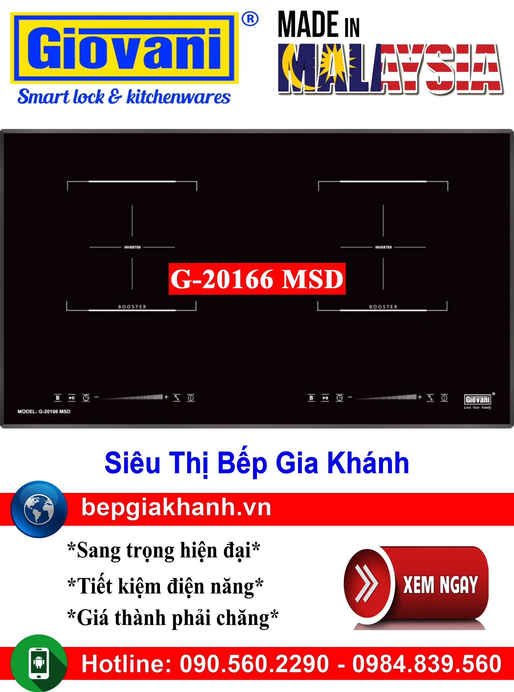 [HCM]Bếp từ đôi Giovani G-20166 MSD nhập khẩu Malaysia, bếp từ, bếp điện từ, bếp từ đôi, bếp điện từ đôi, bếp từ giá rẻ, bếp điện từ giá rẻ, bếp từ đơn, bep tu don, bep tu