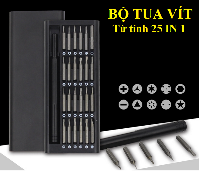 Bộ tua vít đa năng cao cấp 25 chi tiết hút nam châm từ tính - TUA VÍT