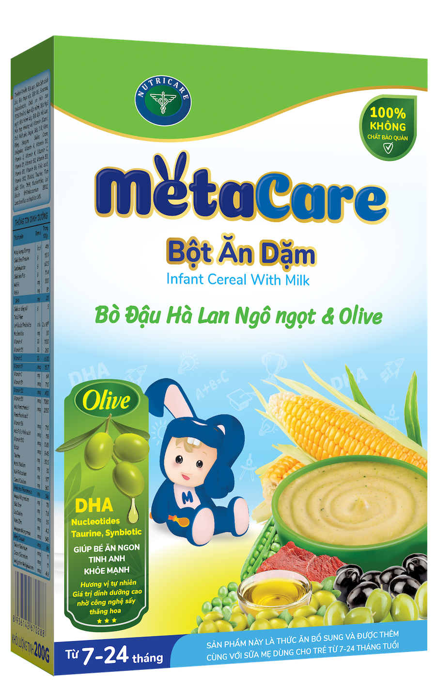 Bột ăn dặm Metacare - Bò đậu hà lan ngô ngọt & Olive (200g)