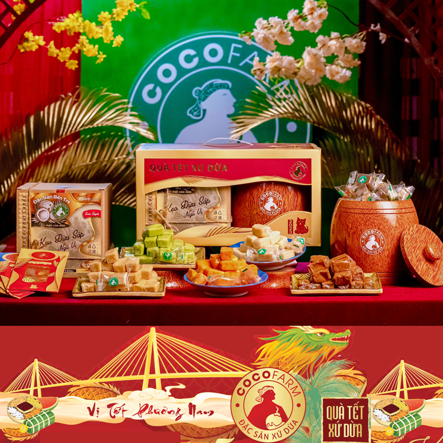 Hộp Kẹo Dừa Sáp Ngũ Vị Cocofarm 1kg