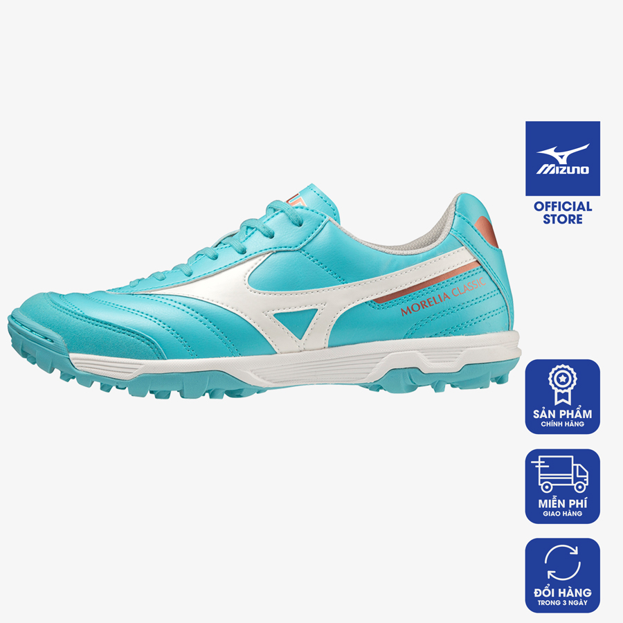Giày bóng đá mizuno morelia sala classic tf bền bỉ, chắc chắn - màu xanh mint, trắng đỏ